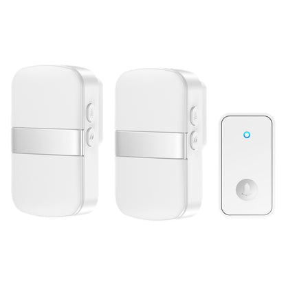 CACAZI FA96 60 Chime Self-powered Wireless Doorbell Smart Home Alarm System, 1 Transmitter+2 Receivers