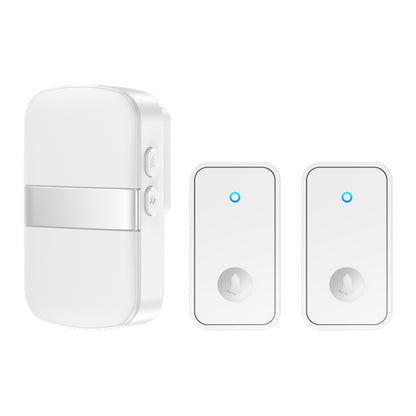 CACAZI FA96 Wireless Doorbell 60 Chime 5 Levels Adjustable Self-powered Alarm System, 2 Transmitters+1 Receiver