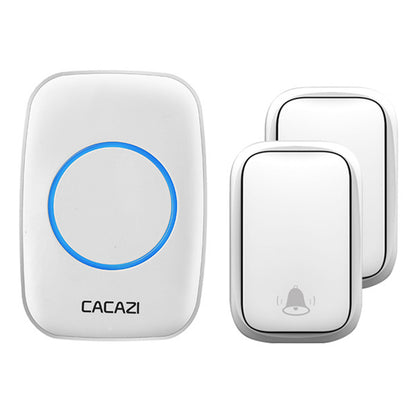 CACAZI FA58 60 Melodies Alarm Wireless Doorbell Kit Home Door Bell with 1 Receiver and 2 Transmitters