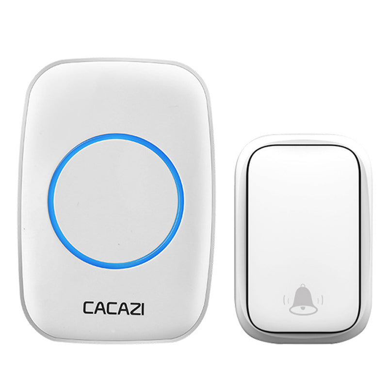 CACAZI FA58 Waterproof 5 Volume Levels Wireless Doorbell Mini Chime Door Bell Kit with 1 Transmitter+1 Receiver