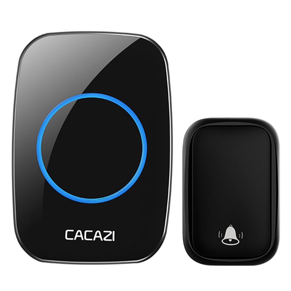 CACAZI FA58 Waterproof 5 Volume Levels Wireless Doorbell Mini Chime Door Bell Kit with 1 Transmitter+1 Receiver