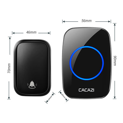 CACAZI FA58 Home Wireless Doorbell Outdoor Waterproof LED Door Bell Chime Kit with 1 Transmitter+2 Receivers