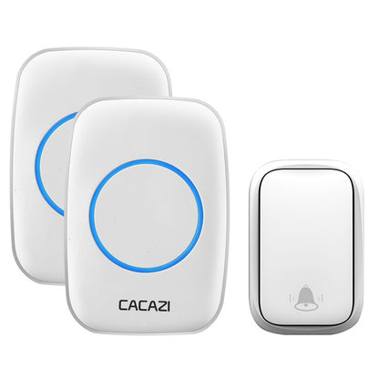 CACAZI FA58 Home Wireless Doorbell Outdoor Waterproof LED Door Bell Chime Kit with 1 Transmitter+2 Receivers