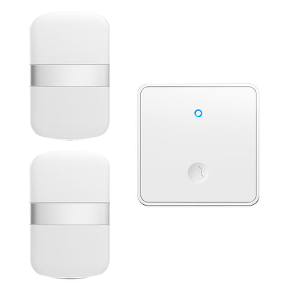 CACAZI FA96 Smart Home Alarm System 60 Chime Self-powered Wireless Doorbell (Type 86 Big Button), 1 Transmitter+2 Receivers