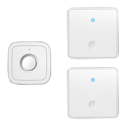 CACAZI FA12 60 Songs 5 Levels Adjustable Wireless Doorbell Calling Bell (Type 86 Big Button), 2 Transmitters+1 Receiver