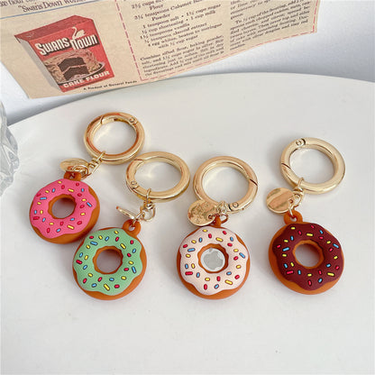 For Apple AirTag Bluetooth Tracker Donut Design Silicone Case Protective Cover with Ring Buckle