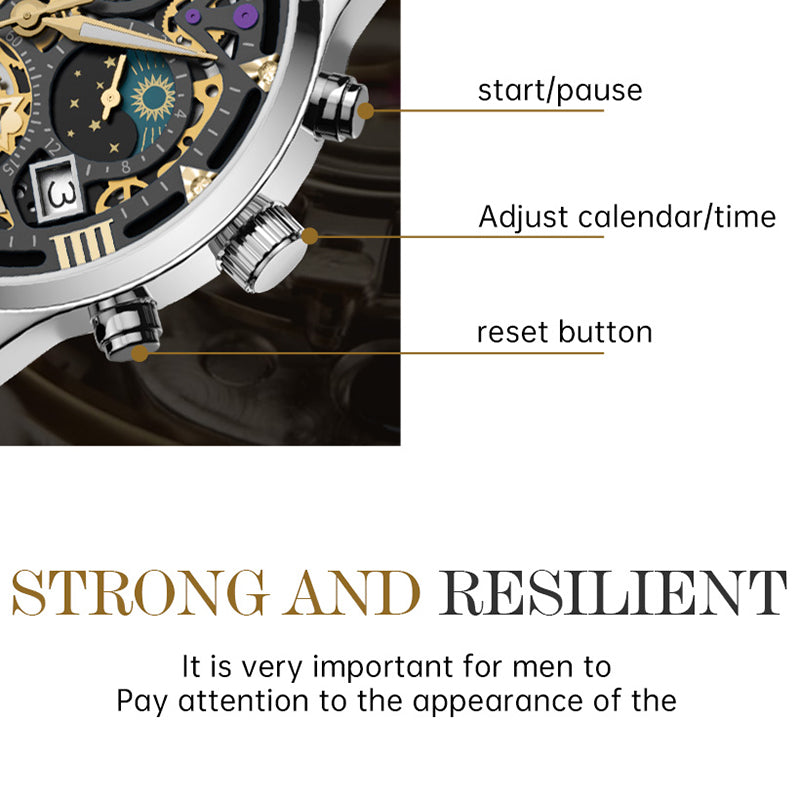 SKMEI 7039 Hollow Dial Design Business Fashion Men Quartz Watch Stopwatch Calendar Wrist Watch