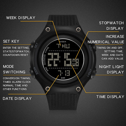 SANDA 2141 Youth Student Outdoor Sports Electronic Watch 50m Water Resistant Night Light Display Watch