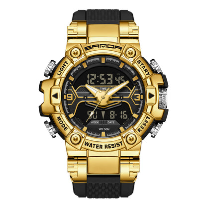 SANDA 3186 Fashionable Cool Luminous Display Watch Multifunction 50m Waterproof Electronic Watch