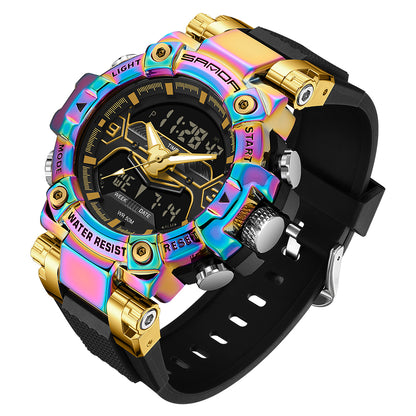 SANDA 3186 Fashionable Cool Luminous Display Watch Multifunction 50m Waterproof Electronic Watch