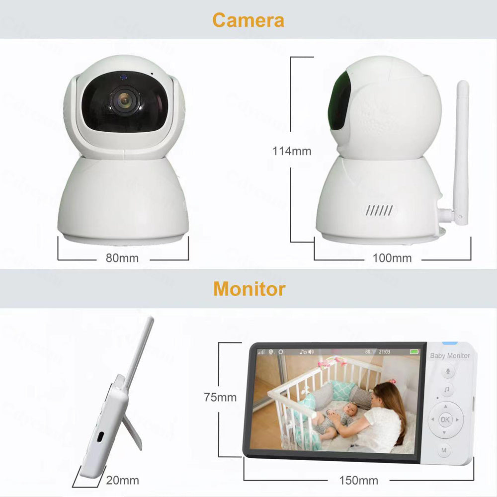 ABM700 5-inch Baby Monitor 1080P Camera Monitor Transmitter + Receiver Set Support Two-Way Voice