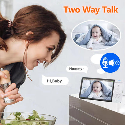 ABM700 5-inch Baby Monitor 1080P Camera Monitor Transmitter + Receiver Set Support Two-Way Voice