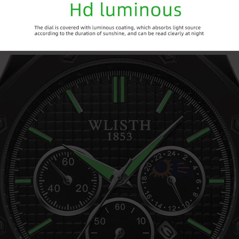 WLISTH 6149 Alloy Strap Business Quartz Watch Luminous Wrist Watch with Calendar