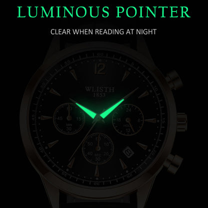 WLISTH S953 Multi-function Business Style Quartz Watch with Calendar Luminous Pointer Quartz Watch