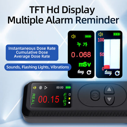 Handheld Plastic Nuclear Radiation Detector Color Display Rechargeable Radioactive Geiger Tester