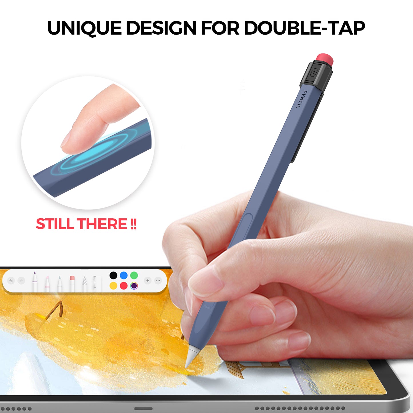 AHASTYLE PT80-2-K For Apple Pencil 2nd Generation Soft Silicone Cover Stylus Pen Anti-drop Sleeve