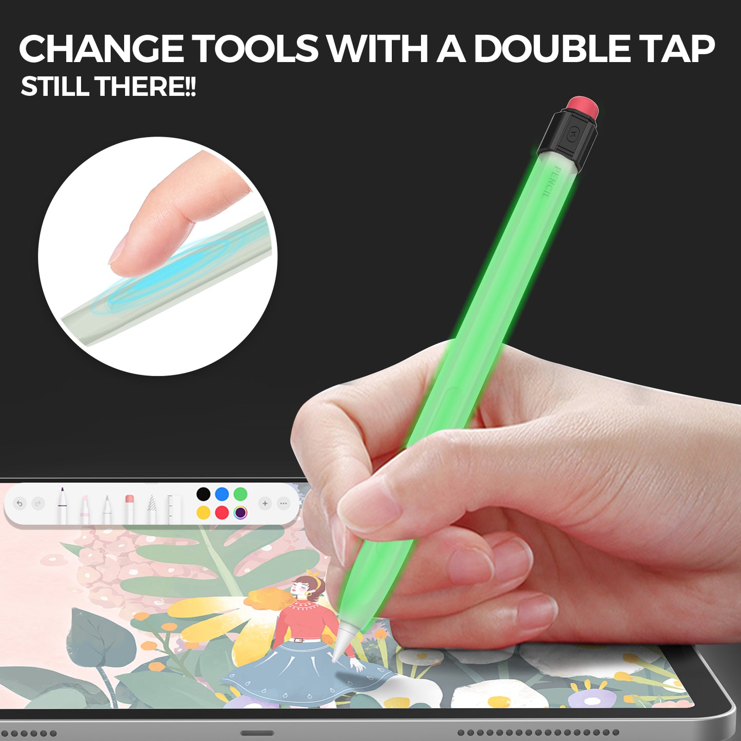 AHASTYLE PT80-2-K For Apple Pencil 2nd Generation Soft Silicone Cover Stylus Pen Anti-drop Sleeve