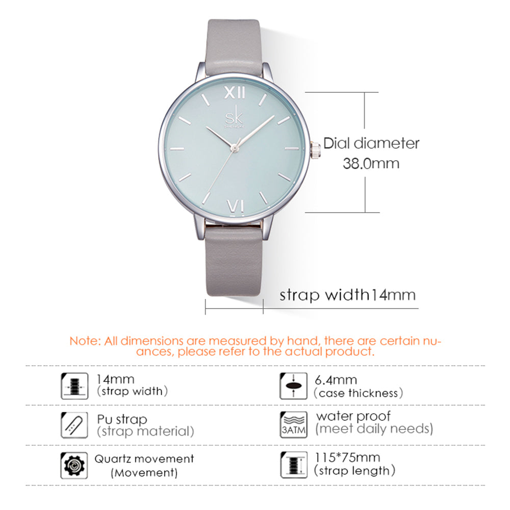 SK Fashionable Women's Quartz Watch with Precise Time Display for Teen Girls Daily Use