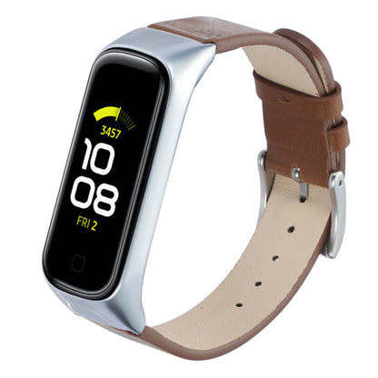 For Samsung Galaxy Watch Fit 2 SM-R220 Watch Band with Case Genuine Cow Leather Strap Protective Cover