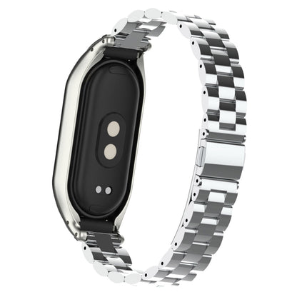 For Xiaomi Smart Band 8 Metal Watch Band 3-Bead Strap Replacement with Watch Case