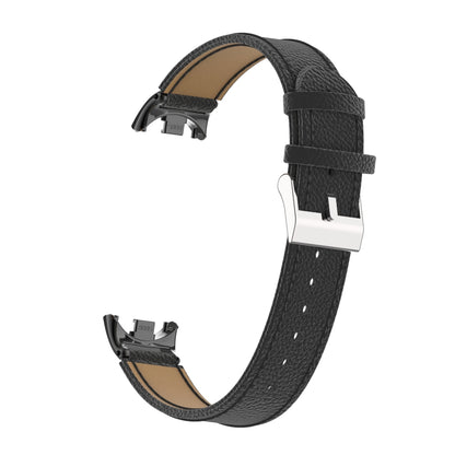 For Xiaomi Smart Band 8 Genuine Cow Leather Watch Band Litchi Texture Watch Strap with Connector