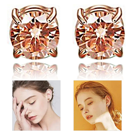 A00899 One Pair Stainless Steel Zircon Stud Eardrops Earrings Jewelry 8mm Non-piercing Magnetic Stud Earrings