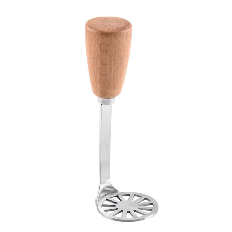 Stainless Steel Manual Potato Food Masher with Wood Handle Kitchen Tool (No FDA Certification, BPA Free)