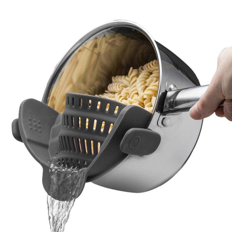 Kitchen Colander Silicone Clip-on Pot Pan Strainer Water Filter Crescent Pot Strainer (BPA-free, No FDA Certificate)