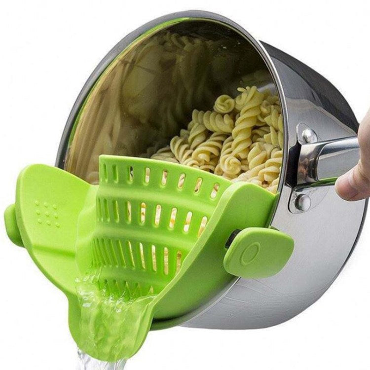 Kitchen Colander Silicone Clip-on Pot Pan Strainer Water Filter Crescent Pot Strainer (BPA-free, No FDA Certificate)