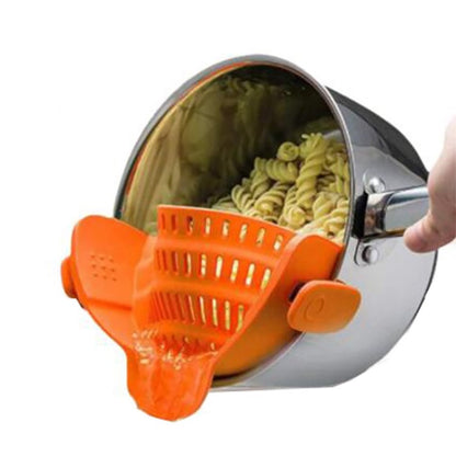 Kitchen Colander Silicone Clip-on Pot Pan Strainer Water Filter Crescent Pot Strainer (BPA-free, No FDA Certificate)