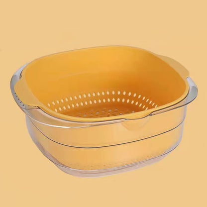 Kitchen Double Layer Kitchen Vegetable Fruit Colander Set Plastic Drain Basket with Bowl  (No FDA Certification, BPA Free)