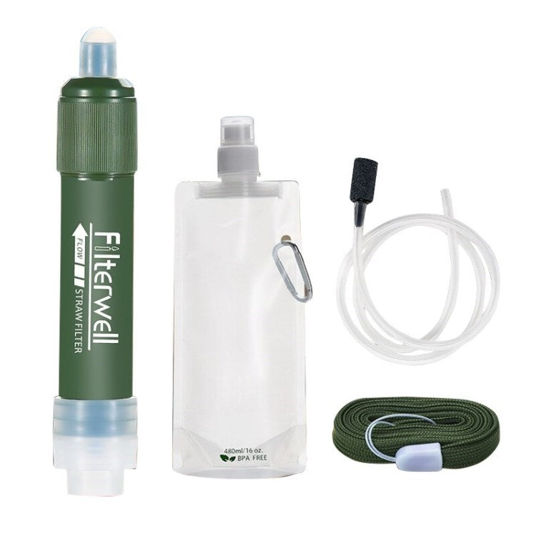 FILTERWELL Outdoor Water Purifier Filter Straw Survival Filtration Portable Gear Emergency Preparedness Supply for Camping Survival (BPA-Free, FDA Certified)