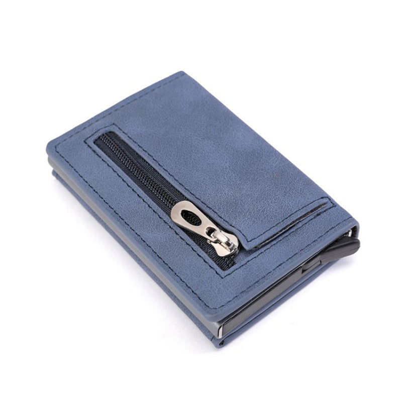 RFID Blocking Card Holder Portable Zipper Pocket Wallet for Men Women