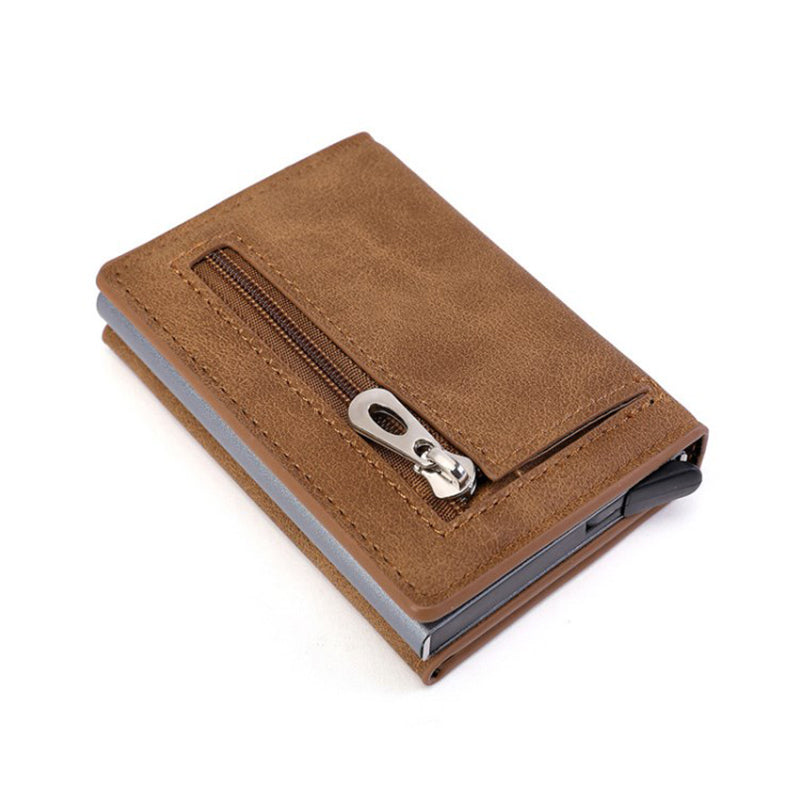 RFID Blocking Card Holder Portable Zipper Pocket Wallet for Men Women