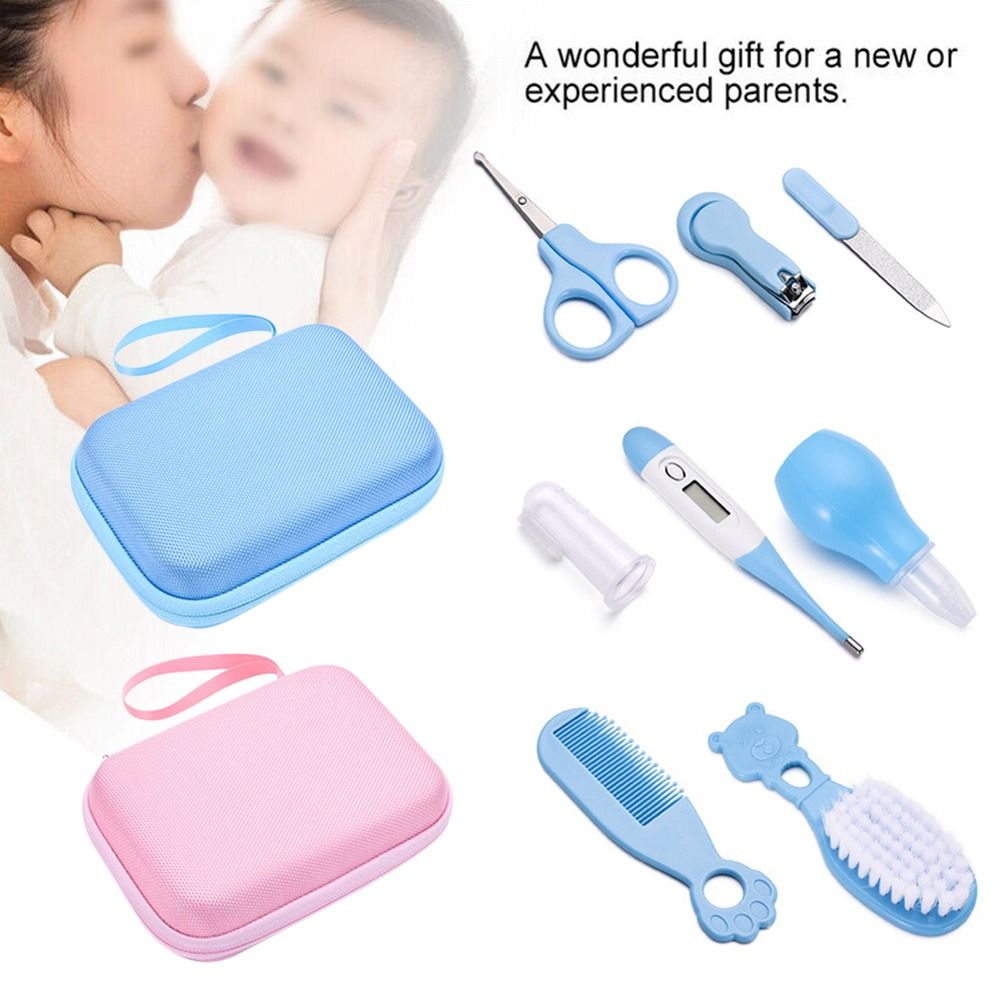 JC08  8-in-1 Baby Nail Clipper Kit Thermometer Nasal Aspirator Comb Brush Infant Baby Nail Care Set