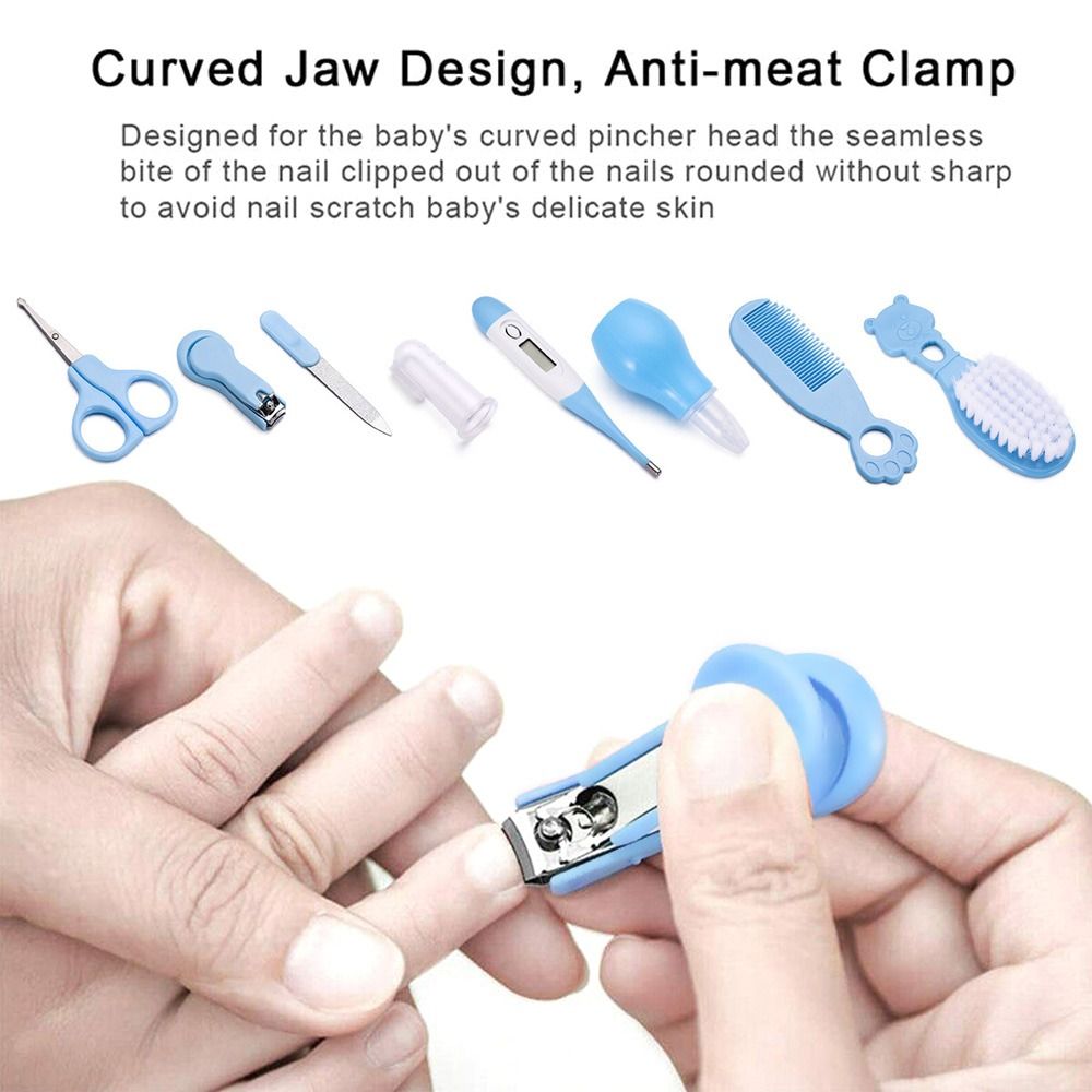 JC08  8-in-1 Baby Nail Clipper Kit Thermometer Nasal Aspirator Comb Brush Infant Baby Nail Care Set