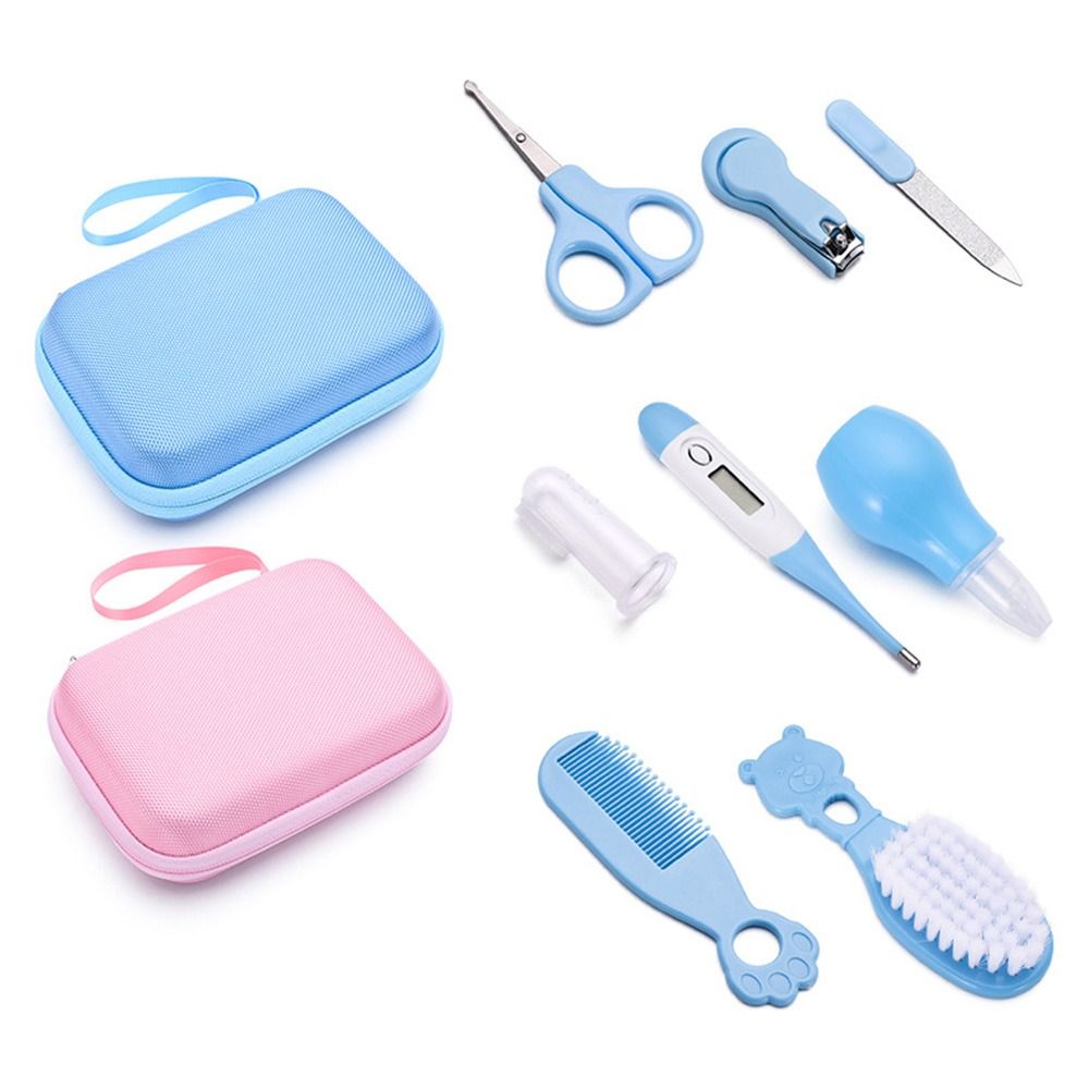 JC08  8-in-1 Baby Nail Clipper Kit Thermometer Nasal Aspirator Comb Brush Infant Baby Nail Care Set