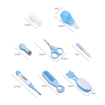 JC08  8-in-1 Baby Nail Clipper Kit Thermometer Nasal Aspirator Comb Brush Infant Baby Nail Care Set