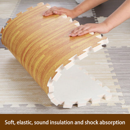 5Pcs 60*60*1.9cm Wood Grain EVA Floor Mat Sports Protection Gym Non-slip Soft Foam Puzzle Rug Children Crawling Mat