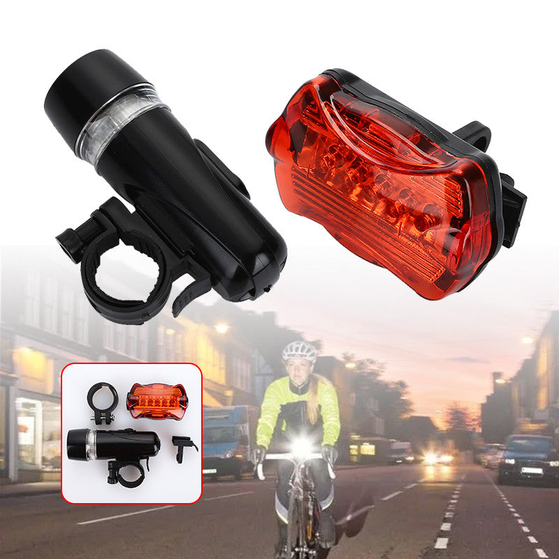 WJ-101 5 LED Bicycle Front Light+Tail Light Set Waterproof MTB Bike Rear Light Cycling Lamp Flashlight