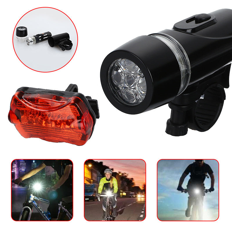 WJ-101 5 LED Bicycle Front Light+Tail Light Set Waterproof MTB Bike Rear Light Cycling Lamp Flashlight