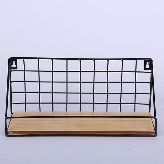 Wall Shelf Metal Support Holder Wooden Home Decor 29x11x14cm