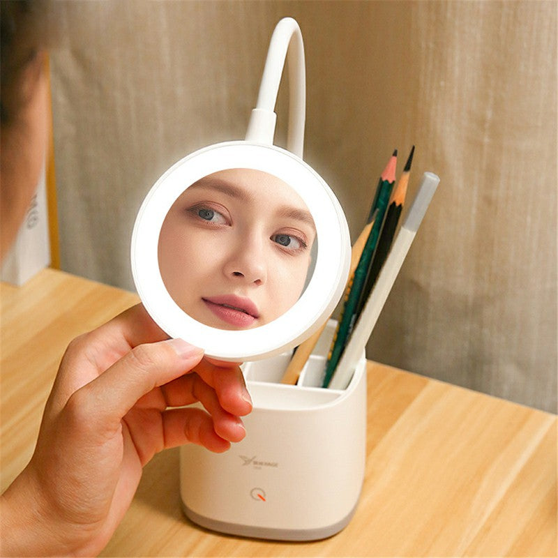 YAGE 3-in-1 Multi-functional Rechargable Makeup Mirror Pen Holder Desk Lamp