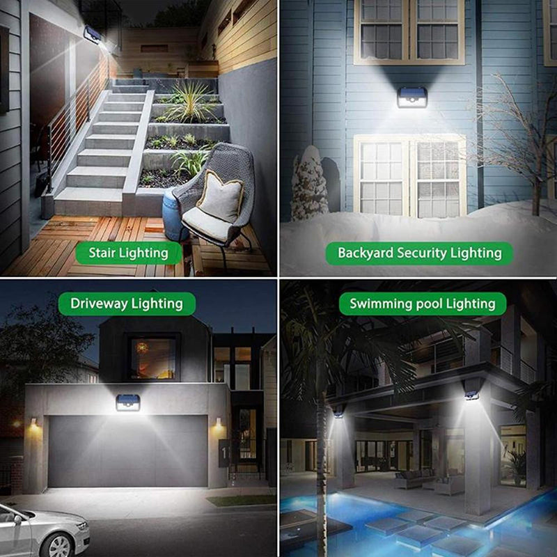 55-LED Solar Lamps Remote Control Induction Wall Light USB Charging Waterproof PIR Motion Sensor for Outdoor Garden Path Yard