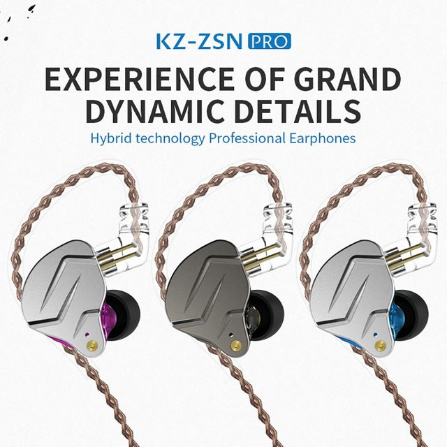 KZ-ZSN Pro In-ear Bass Metal Music Sport Earphone without Microphone (Standard Version)