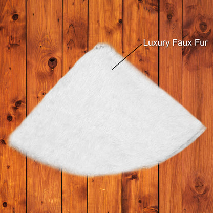 Christmas White Plush Long Haired Tree Skirts Xmas Party Decor, Diameter: 120cm