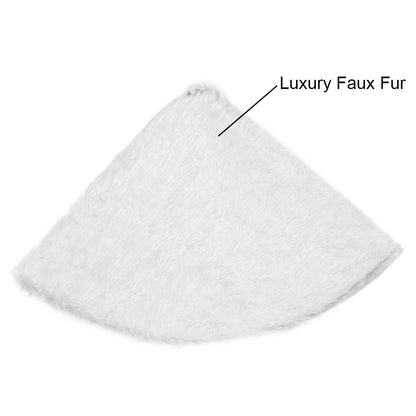 Christmas Party Decor White Plush Long Haired Tree Skirts, Diameter: 78cm