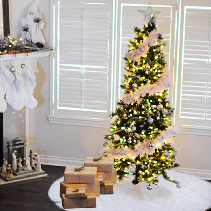 Christmas Party Decor White Plush Long Haired Tree Skirts, Diameter: 78cm