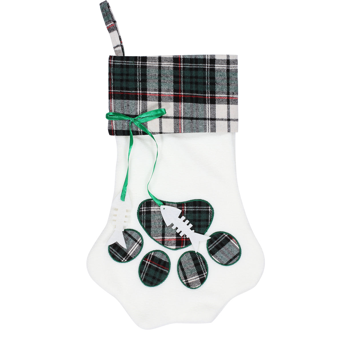 Christmas Stockings Dogs Cat Paw Plaid Xmas Socks New Year Gift Bag