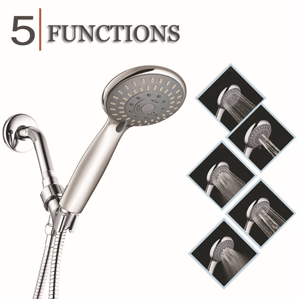 Bathroom 5 Way Multi-Function Water Saving Hand Held Shower Hose Shower Arm Set